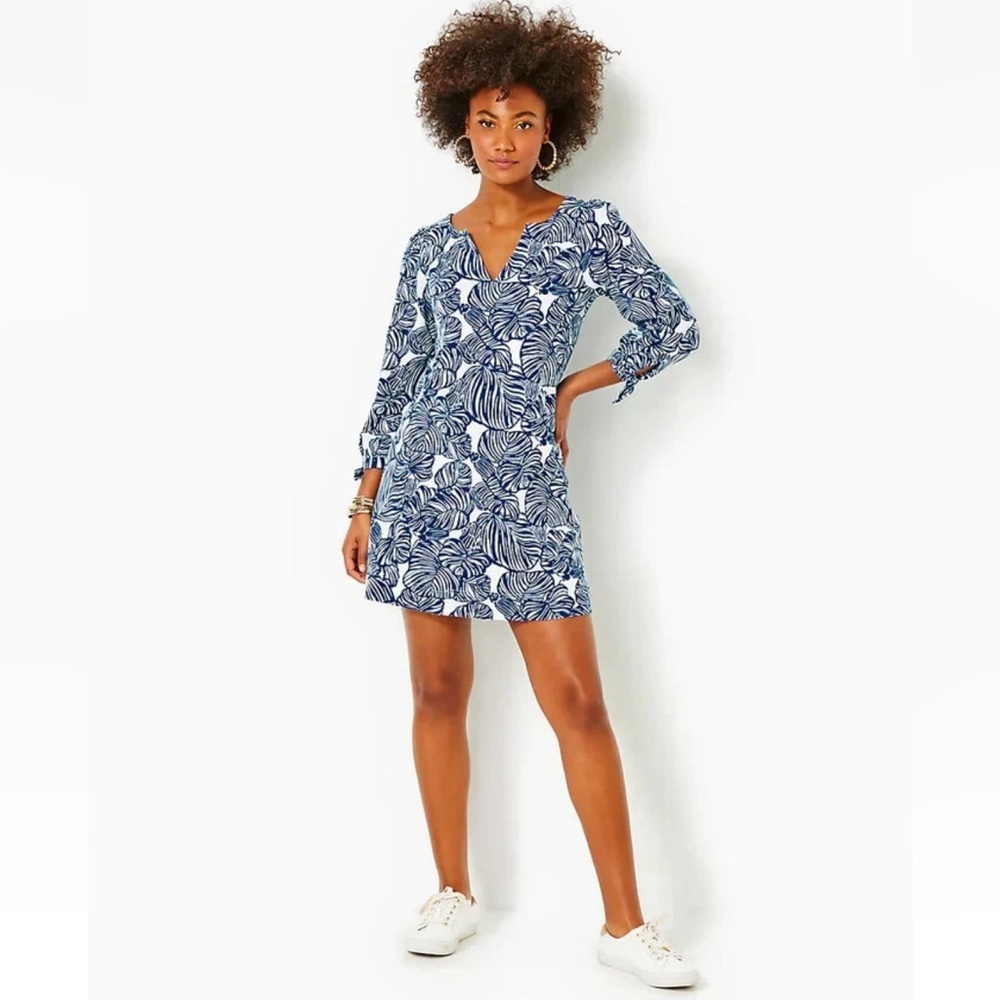 Lilly Pulitzer Cath 3/4 Sleeve Dress Aegean Navy Women’s XL Resort Beach Cruise